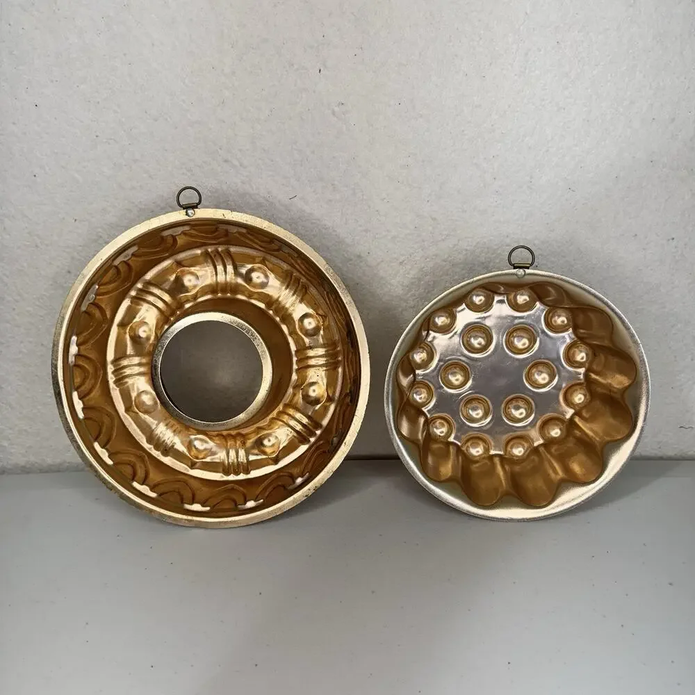 Round Dome Ring Aluminum Copper Tone Jello/Cake Mold 8 Cup Farmhouse VTG Decor